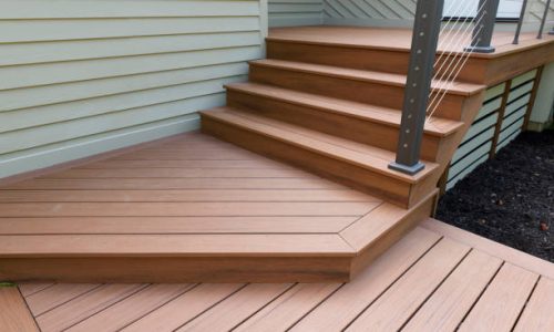 New Composite Wood Front Porch and Stairs. New Composite Wood Front Porch and Stairs.